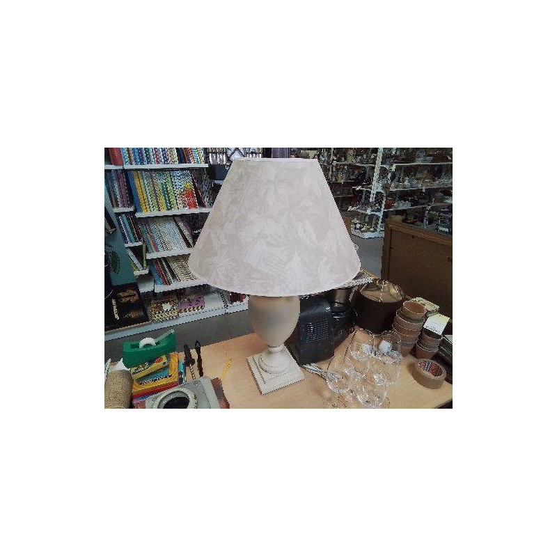 LAMPE PIED TOURNÉ BOIS BEIGE ABJ FLEURI