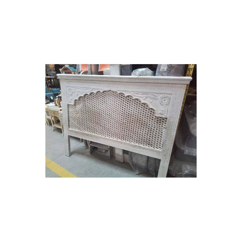 TETE DE LIT TECK PEINT BLANC