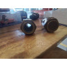 DUO SOLIFLORES JAPON ANCIEN BRONZE FLEURI MANQUE 1 FOND