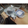 LOT TASSES CARRÉES 3 COUPELLES BLC BLEU