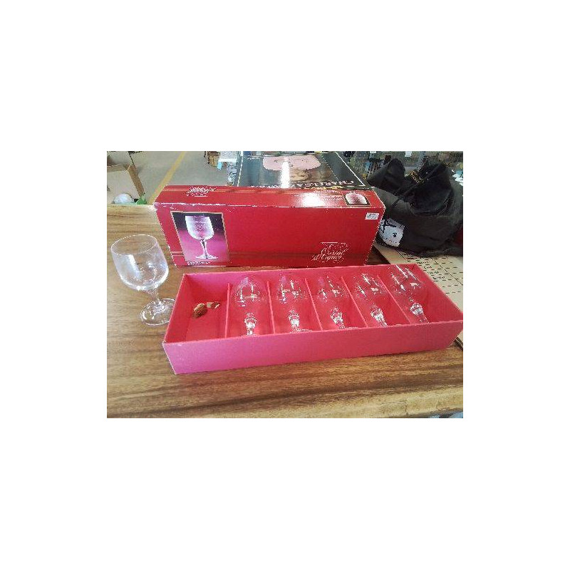 LOT DE 6 VERRES CRISTAL D’ARQUES MATIGNON +CARTON ÉTAGÈRE 