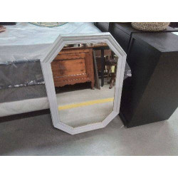 MIROIR OCTOGONAL CADRE BOIS BLANC 