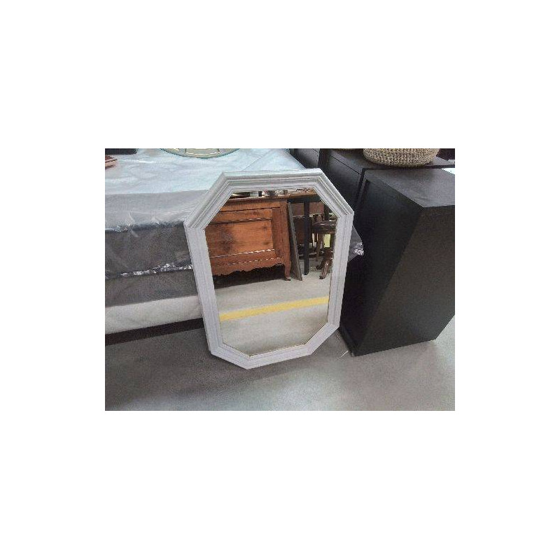MIROIR OCTOGONAL CADRE BOIS BLANC 