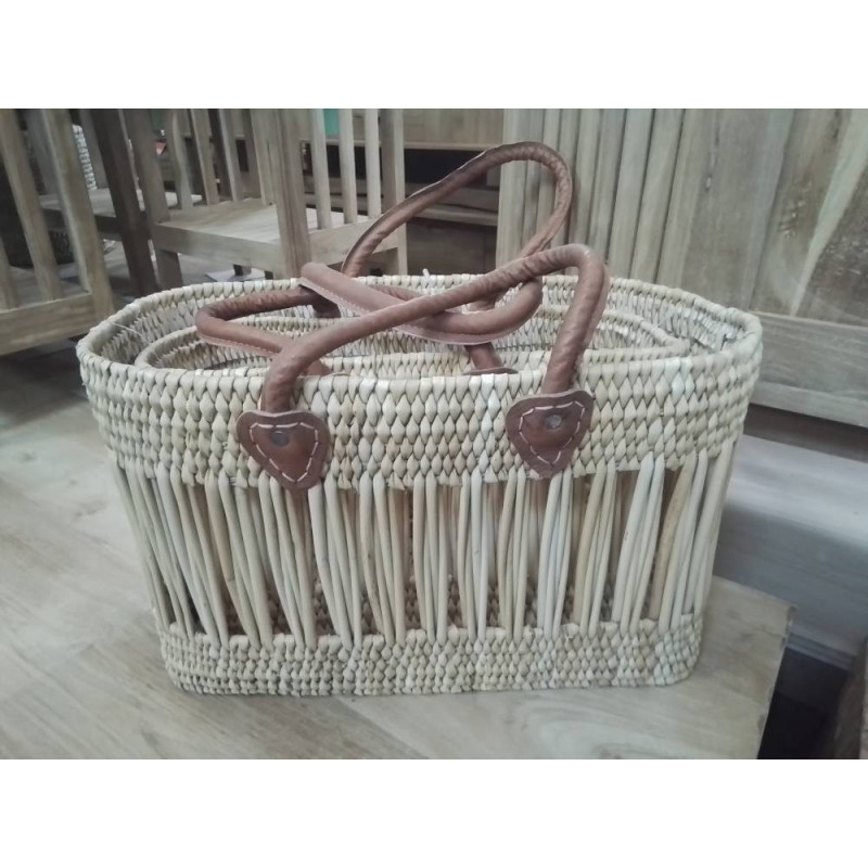 PA0122-PANIER PIQUE NIQUE CUIR L 20/25CM