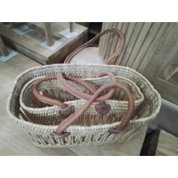 PA0122-PANIER PIQUE NIQUE CUIR L 20/25CM
