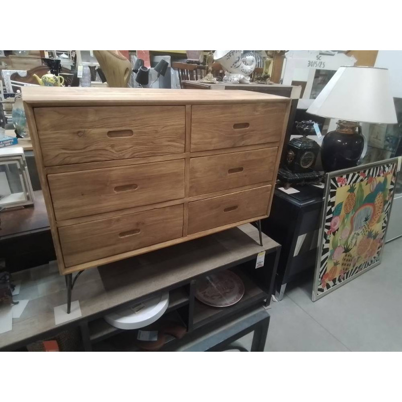 42/SEV50-COMMODE TECK 6 TIROIRS 115/40/HT85 CM