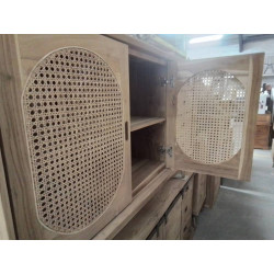 24/CDN1-BUFFET TECK ROTIN 4 TIROIRS 150*45*HT90CM