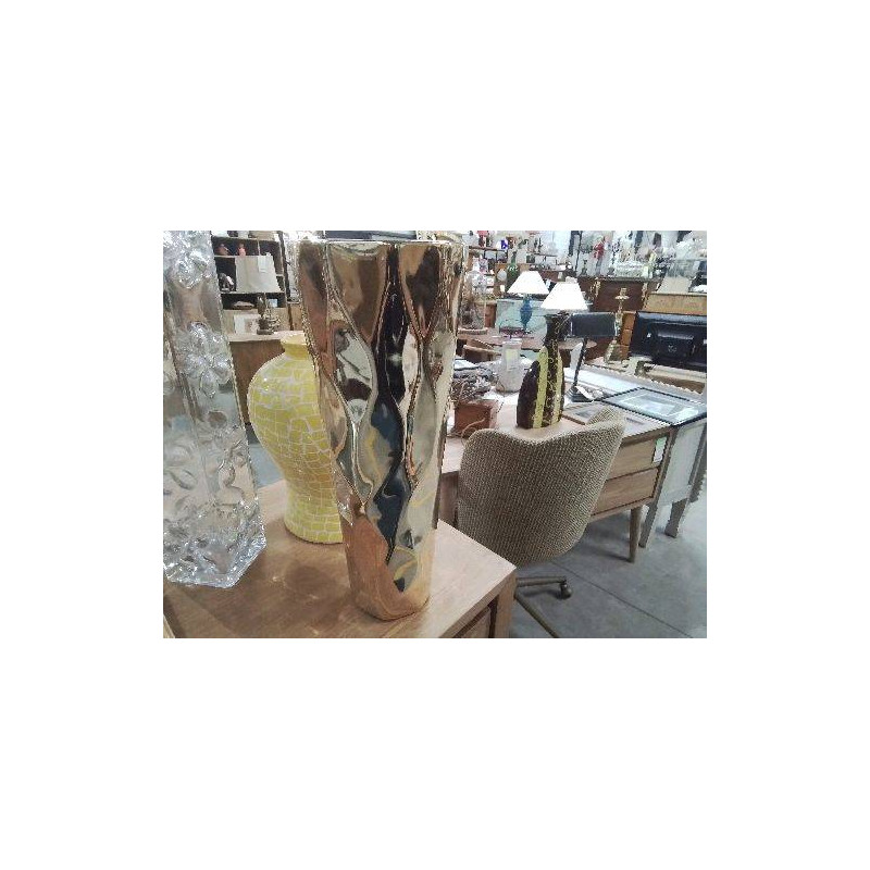 VASE CERAMIQUE OR STYLE MARTELÉ HAUT