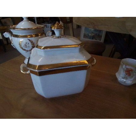 SUCRIER ANC PORCELAINE BLANC DORE
