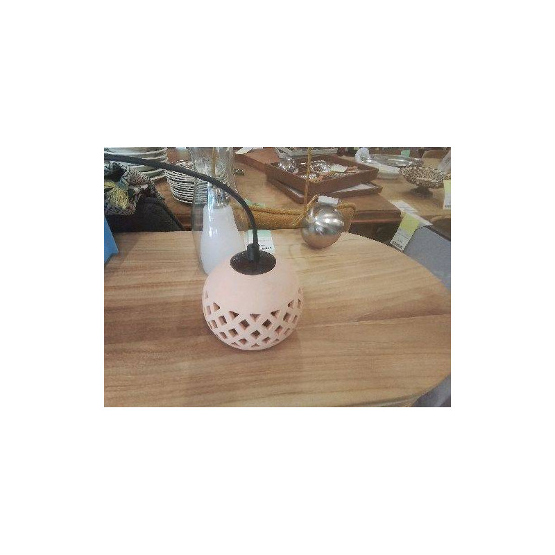 LAMPE A POSER TERRE CUITE PETITE BOULE AJOUREE
