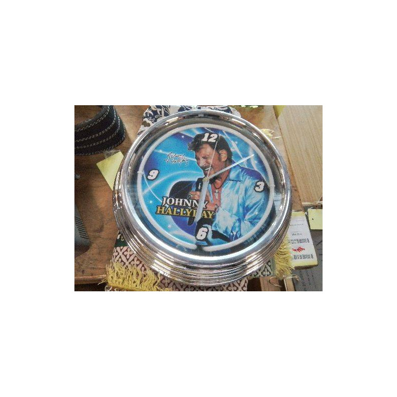 HORLOGE NEON MURALE JOHNNY HALLYDAY