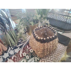 CACHE POT TRESSE BORD BLEU