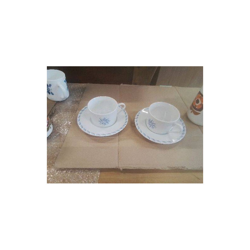 LOT 2 TASSES A THE P.BALMAIN DECOR SOLEIL BLEU