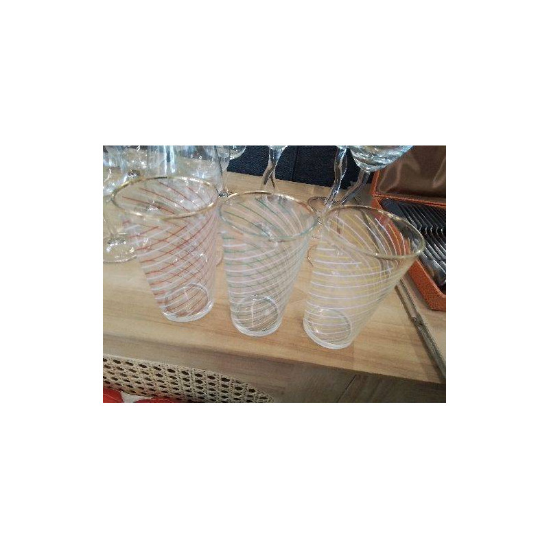 LOT 3 VERRES A JUS VINTAGE RAYÉS 2 COULEURS