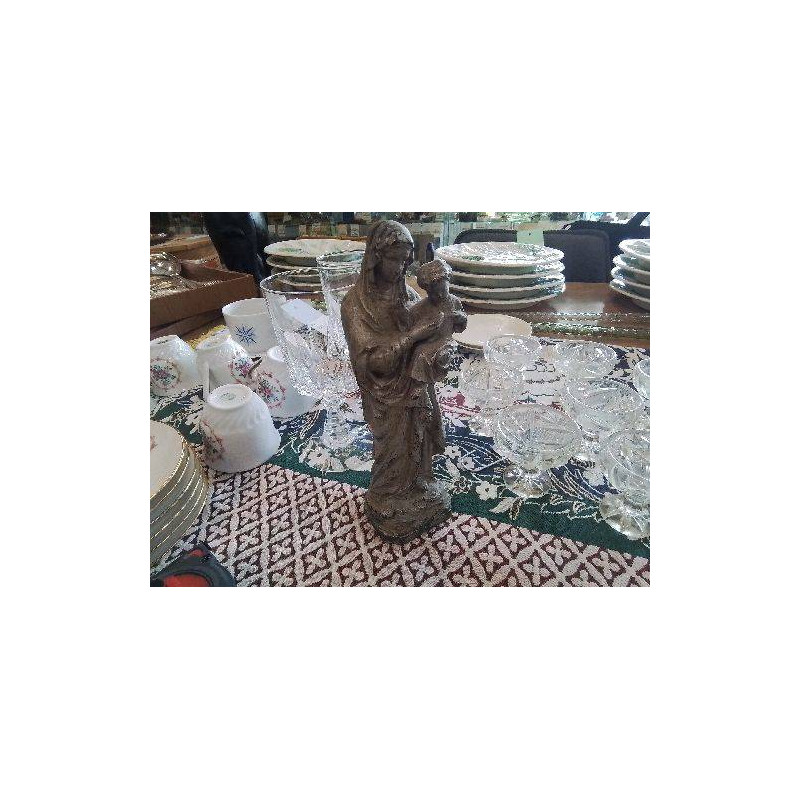 STATUETTE METAL REGULE VIERGE A L’ENFANT HAUTEUR 20CM