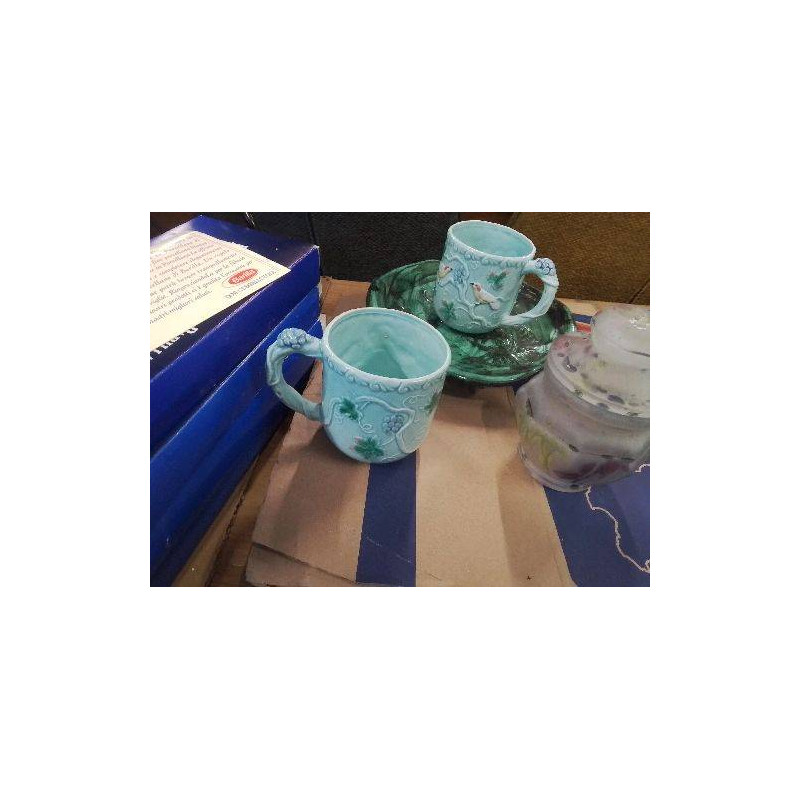DUO TASSES BARBOTINE BLEUE 1988