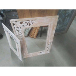 MIROIR CERUSÉ BLANCHI SCULPTÉ 