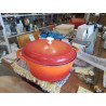 GRANDE COCOTTE FONTE EMAILLE ORANGE INDUCTION