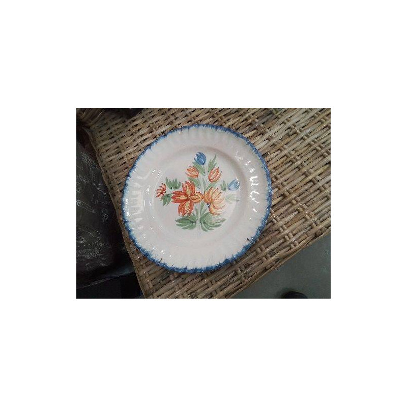 ASSIETTE ANCIENNE FLEURI TOUR BLEU