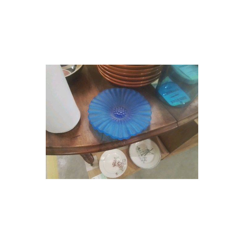 VIDE POCHE VERRE PRESSÉ BLEU FLEURS