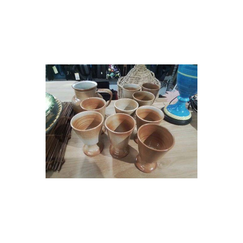 LOT PICHETS+9 VERRES GRÈS 