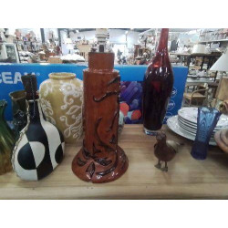 PIED DE LAMPE MARRON FLEURS...