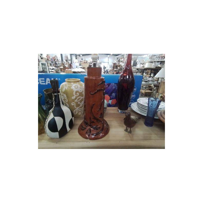 PIED DE LAMPE MARRON FLEURS M.R