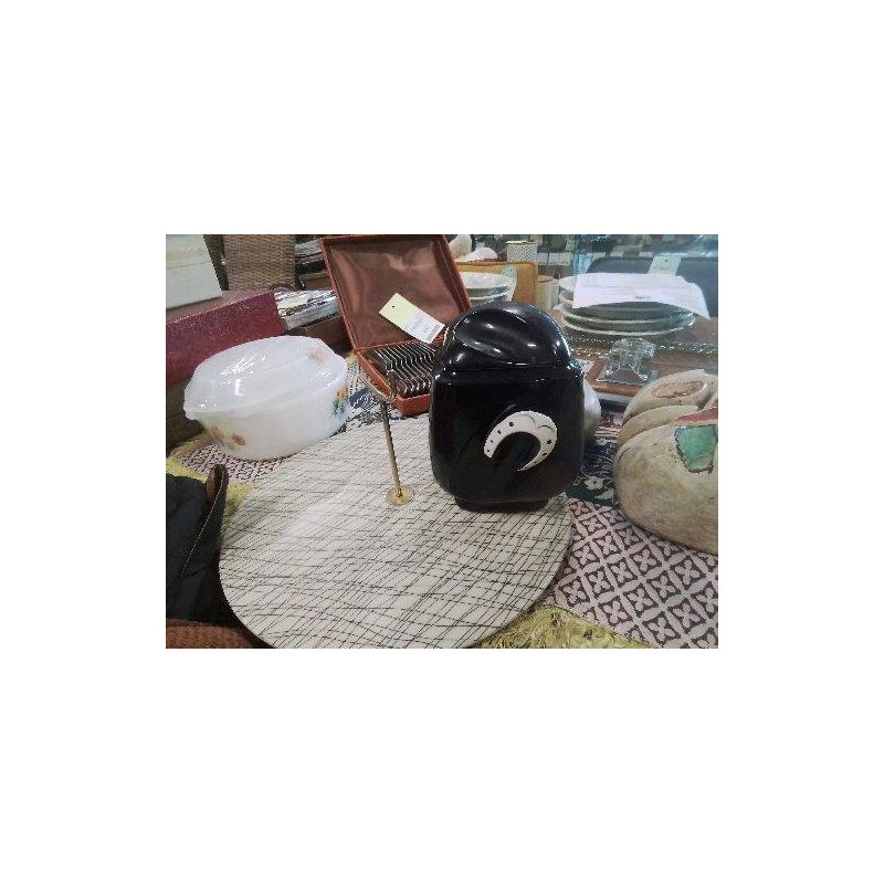SUCRIER VINTAGE CERAMIQUE NOIRE FER A CHEVAL MADE IN FRANCE