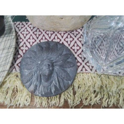 PLAQUE METAL VISAGE INDIEN