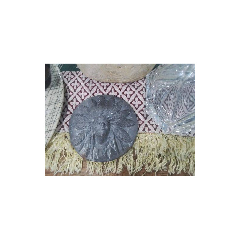 PLAQUE METAL VISAGE INDIEN