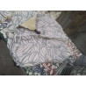 LOT 2 HOUSSES DE COUSSIN BEIGE GRIS IMPRIME PONPONS RECT / CARRE