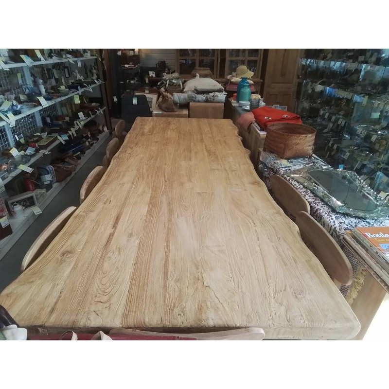 10/TABFAT-TABLE TECK FATBOY PIED METAL 280*100*77CM - PLATEAU 8 CM