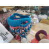 GRAND SAC FAIT MAIN CROCHET COTON RECYCLE BLEU ROSE