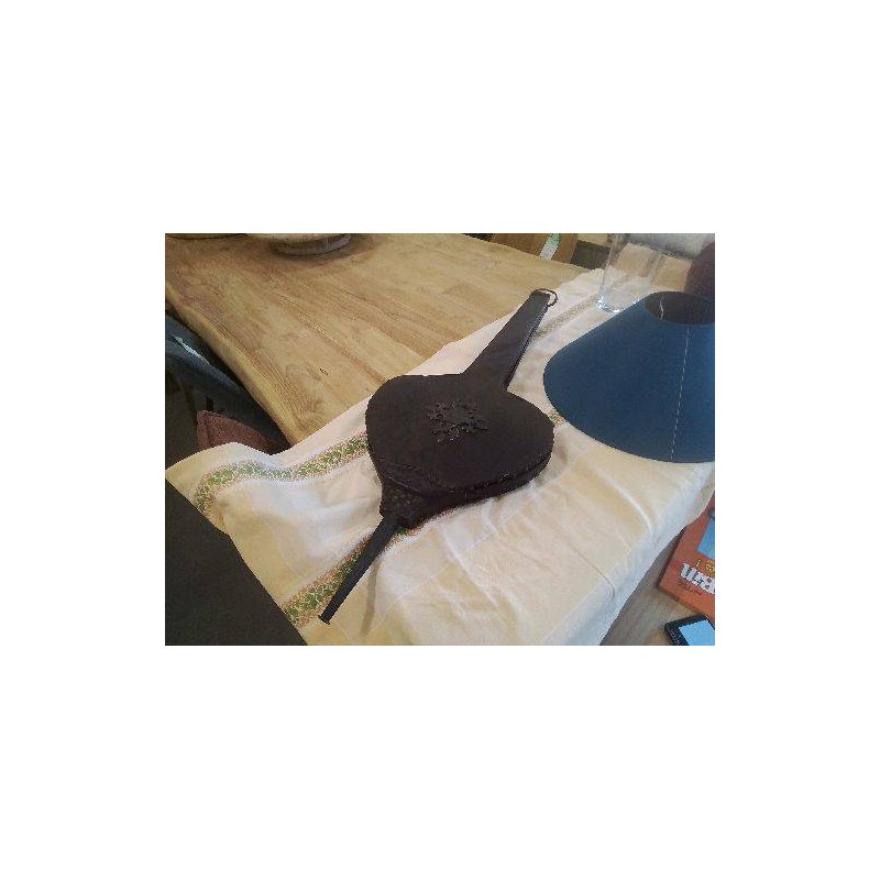 TRES GRAND SOUFFLET ANCIEN BOIS ET CUIR