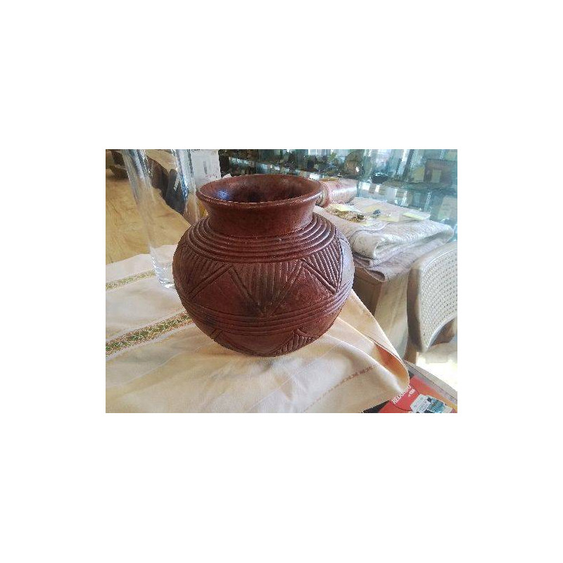 GRAND VASE BOULE ETHNIQUE TERRA COTTA CERAMIQUE