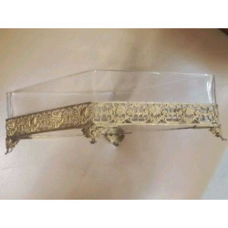 JARDINIERE ANC LOSANGE VERRE PIED DORE