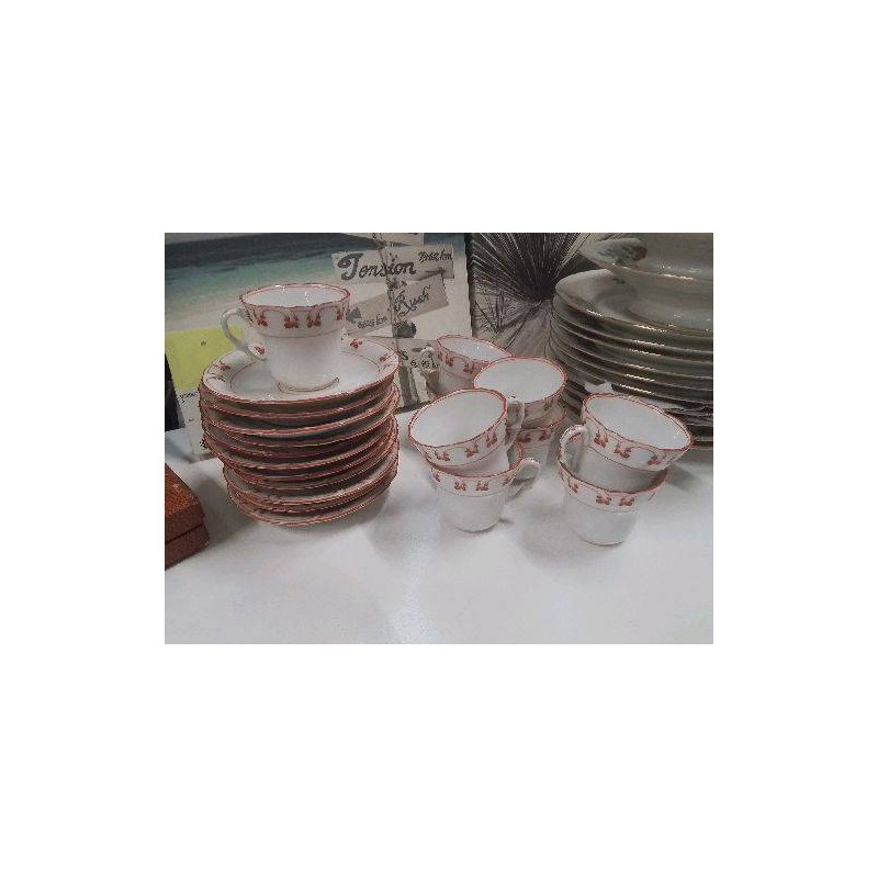 ENS TASSES A CAFE + SOUCOUPES BLANC DECOR 