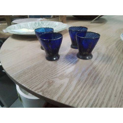 LOT 4 VERRES PM BLEU DECOR...