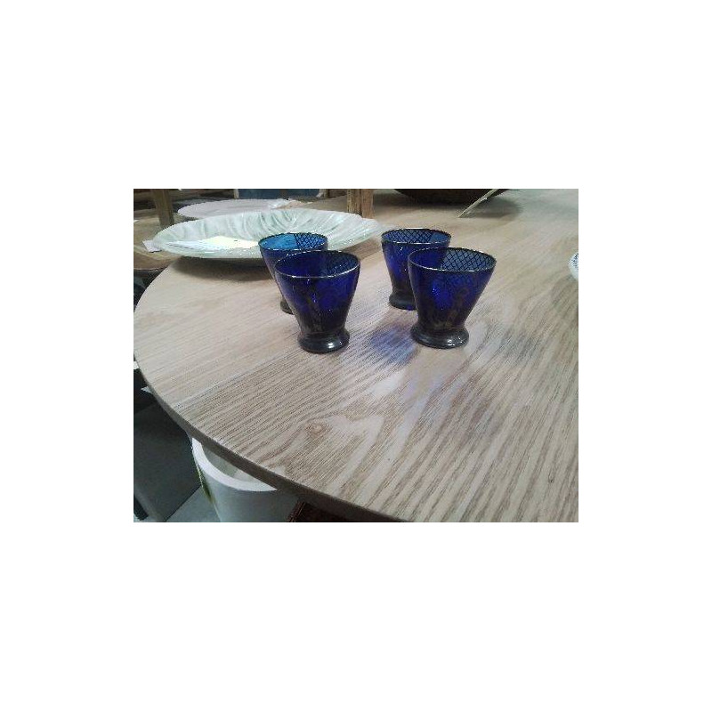 LOT 4 VERRES PM BLEU DECOR GRIS