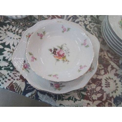ENS 2 PLATS PORCELAINE FLEURIE