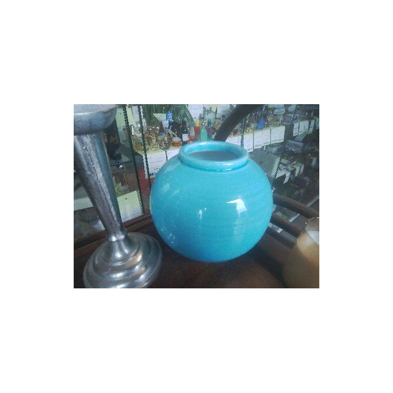VASE BOULE BLEU TURQUOISE CERAMIQUE VERNISSEE 