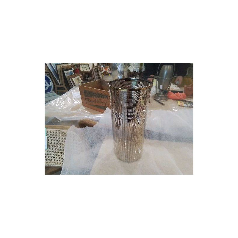 VASE TUBE HAUT STRIES DOREES VERRE