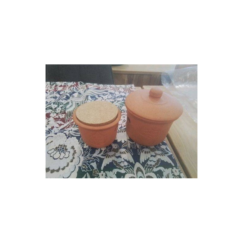 DUO POTS OIGNONS AIL TERRE CUITE AVEC COUVERCLES