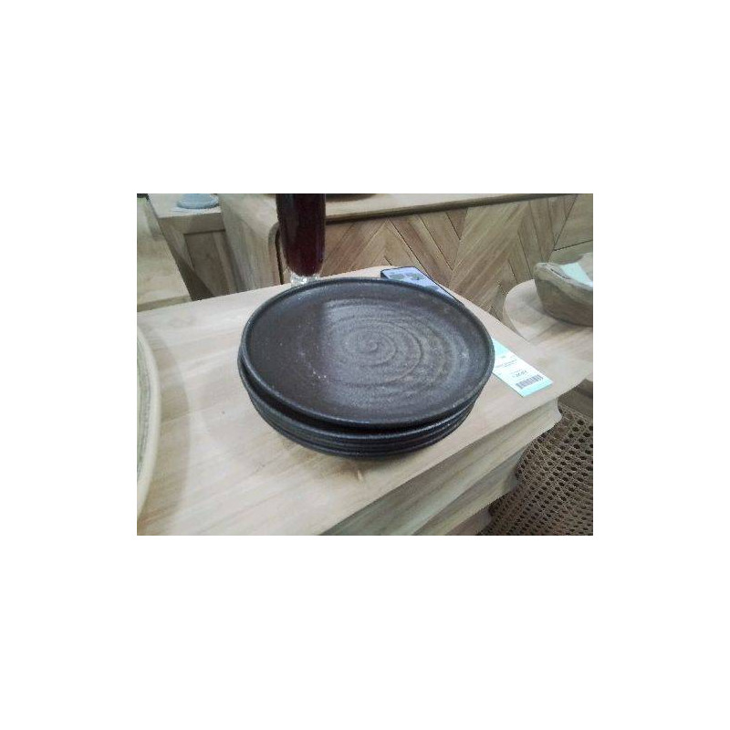 PLAT ROND VIDE POCHE GRES MARRON