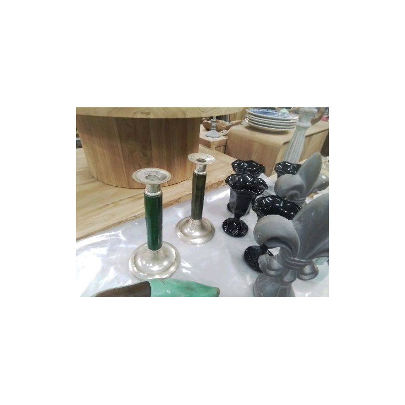 PAIRE DE BOUGEOIRS VINTAGE VERTS