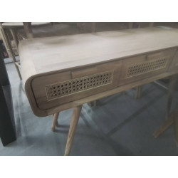 48/CONSOLE TECK ROTIN 3 TIROIRS 120*40*80 CM