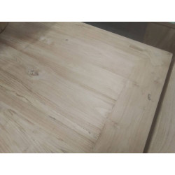 8/TAB01-TABLE TECK PIED METAL 160*85*77CM - PLATEAU 5 CM