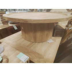 12/CTJ01-TABLE BASSE TECK RONDE DIAM 1M HT 37 CM