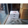 PETIT CHEVET CAISSON DEUX TIROIRS PEINTS ROMANTIQUE GRIS