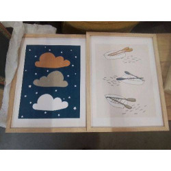 CADRE BOIS NUAGES OU BARQUES
